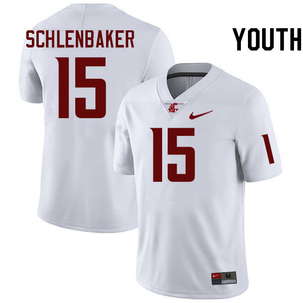 Youth #15 Djouvensky Schlenbaker Washington State Cougars College Football Jerseys Stitched-White